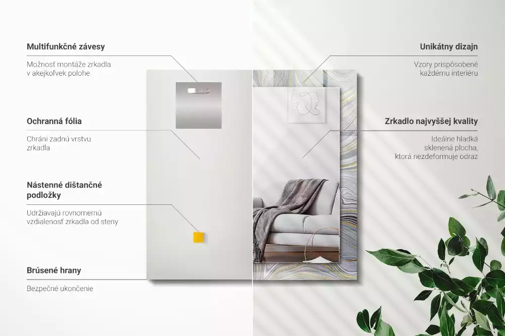 Obdĺžnikové ozdobné zrkadlo Abstraktné mramorové vzory