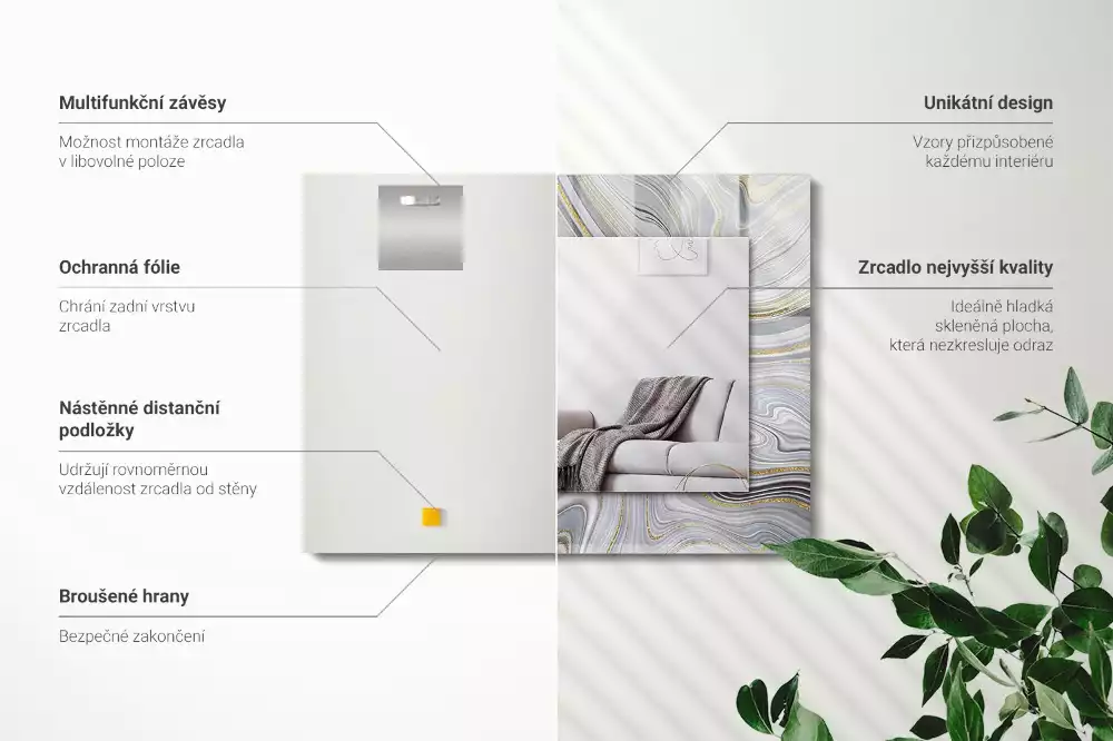 Obdĺžnikové ozdobné zrkadlo Abstraktné mramorové vzory