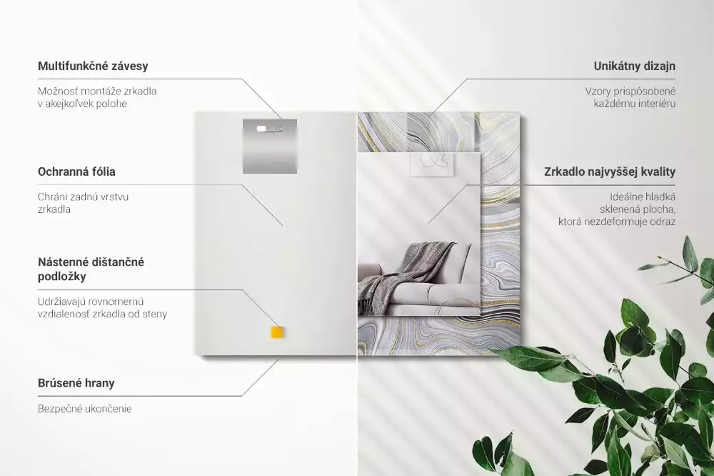 Obdĺžnikové ozdobné zrkadlo Abstraktné mramorové vzory