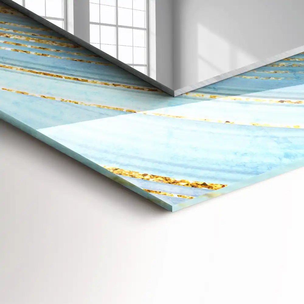 Obdĺžnikové dekoračné zrkadlo Abstraktné modré vlny