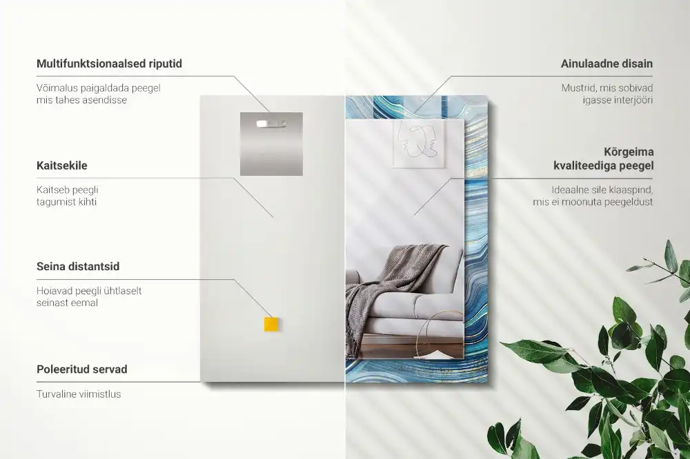 Obdĺžnikové dekoračné zrkadlo Abstraktné modré vlny