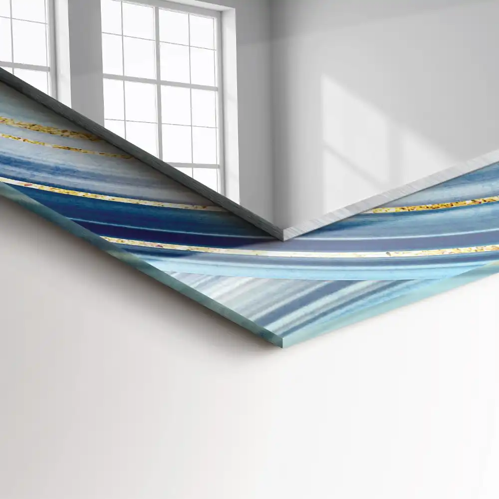 Obdĺžnikové dekoračné zrkadlo Abstraktné modré vlny