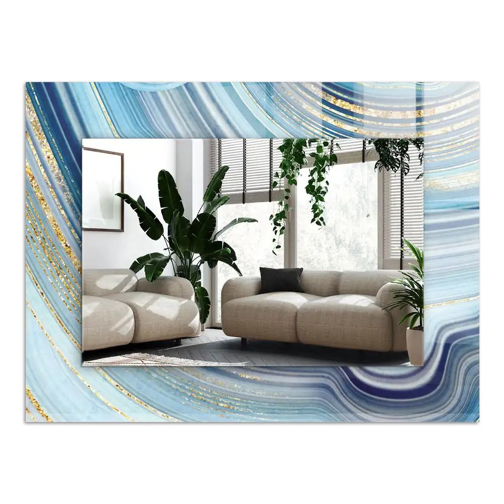 Obdĺžnikové dekoračné zrkadlo Abstraktné modré vlny