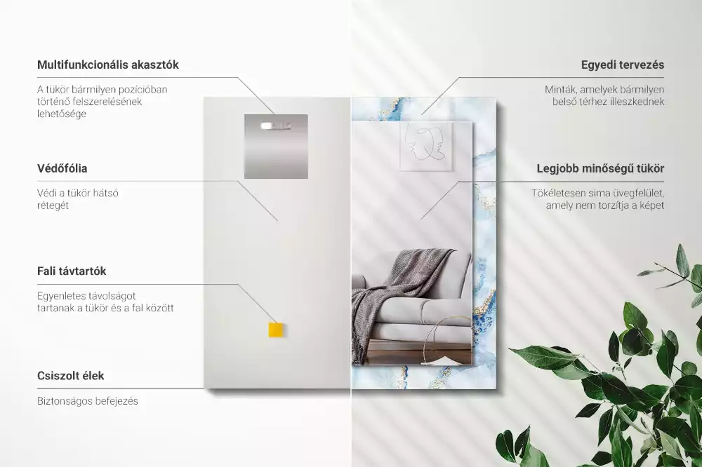 Obdĺžnikové zrkadlo s motívom Abstraktný mramorový vzor