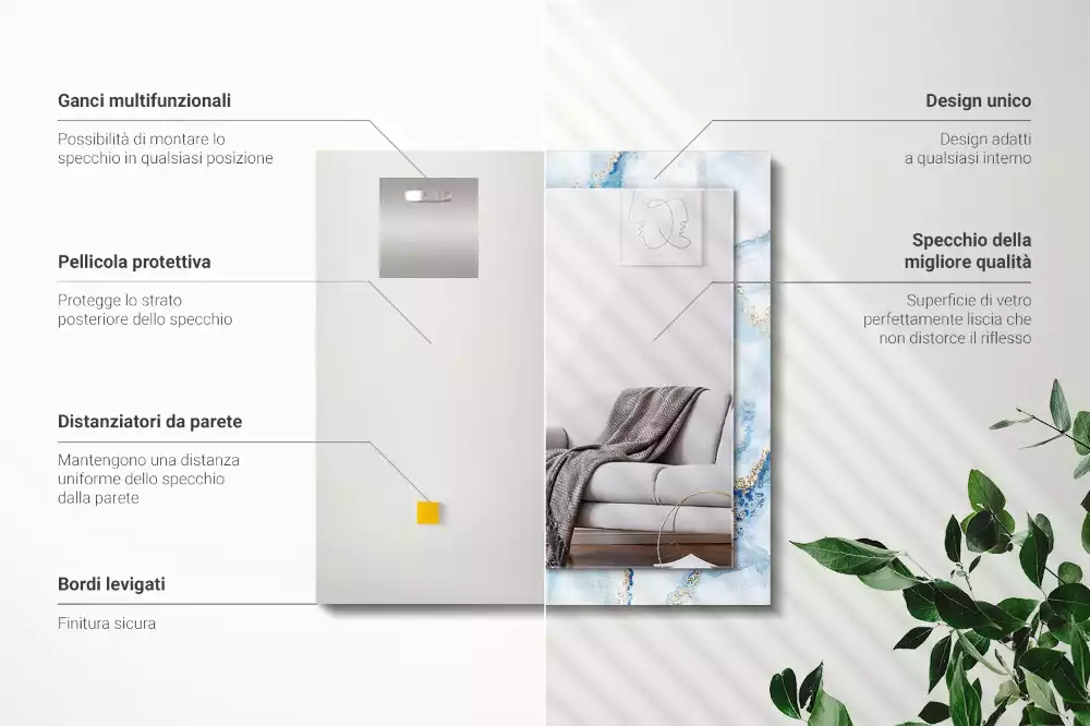 Obdĺžnikové zrkadlo s motívom Abstraktný mramorový vzor