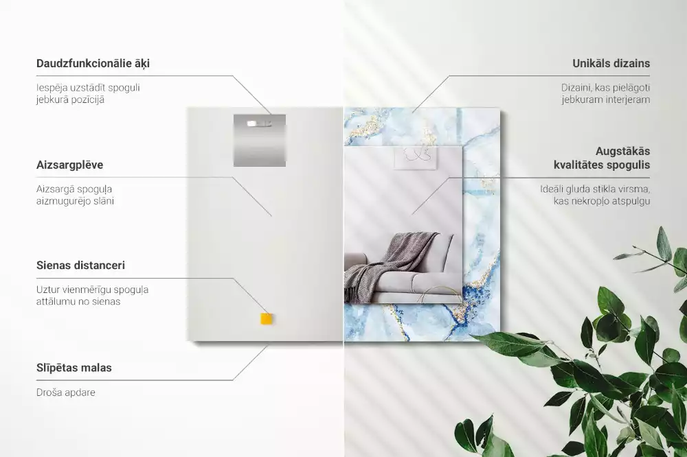 Obdĺžnikové zrkadlo s motívom Abstraktný mramorový vzor