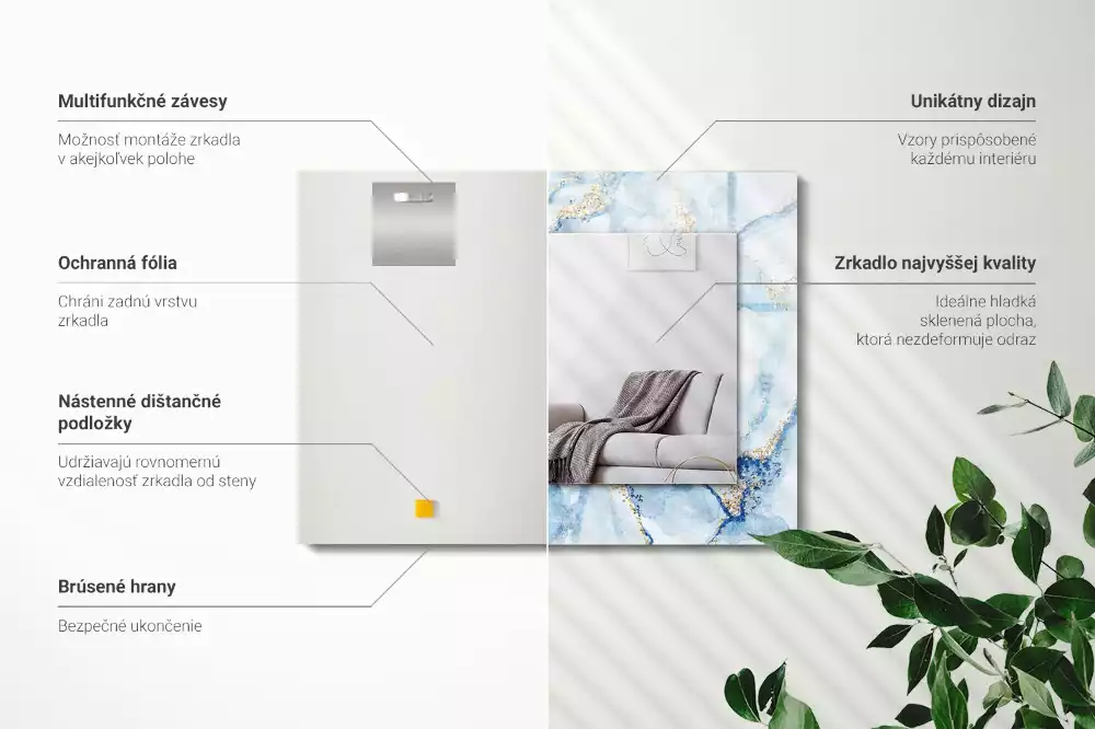 Obdĺžnikové zrkadlo s motívom Abstraktný mramorový vzor