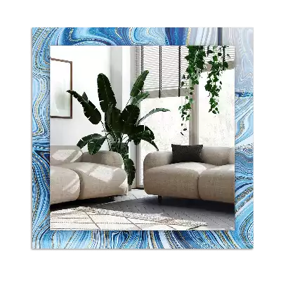 Obdĺžnikové ozdobné zrkadlo Abstraktný modrý vzor