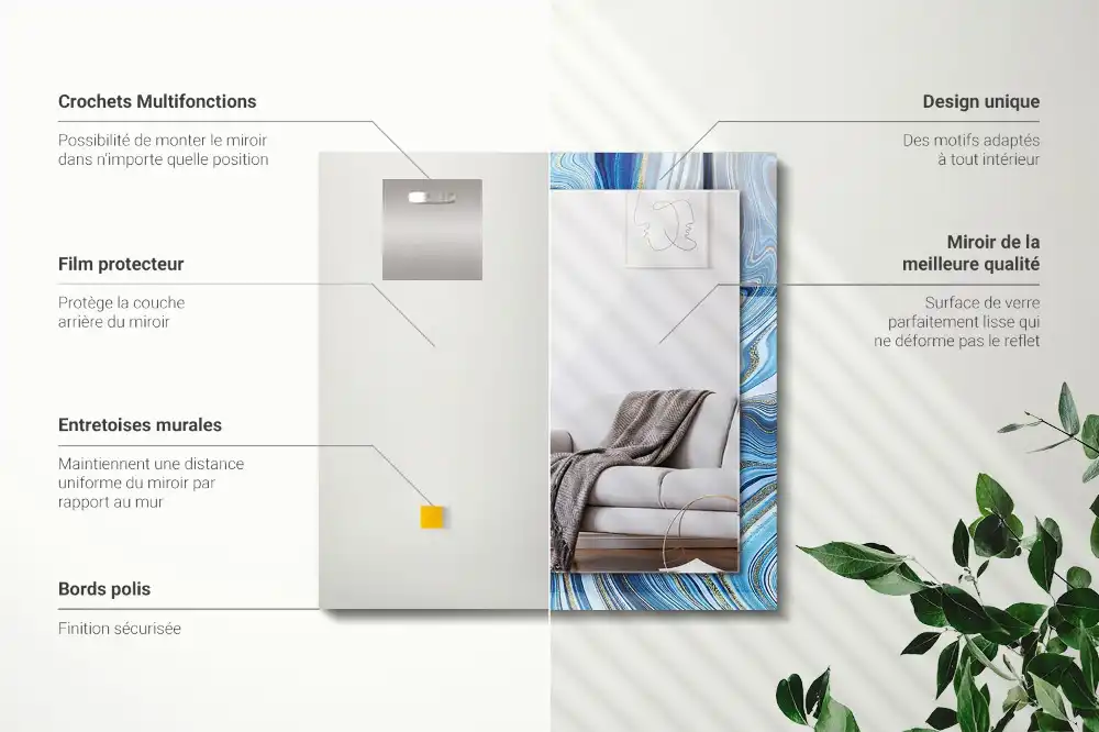 Obdĺžnikové ozdobné zrkadlo Abstraktný modrý vzor