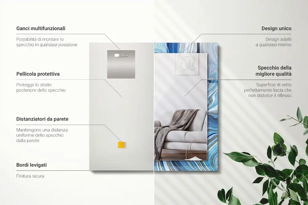 Obdĺžnikové ozdobné zrkadlo Abstraktný modrý vzor