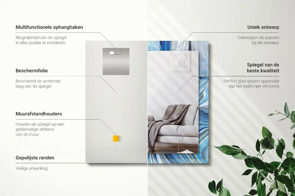 Obdĺžnikové ozdobné zrkadlo Abstraktný modrý vzor