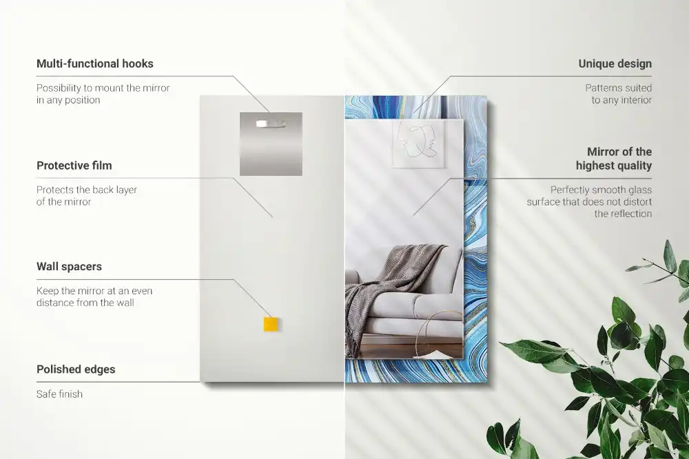 Obdĺžnikové ozdobné zrkadlo Abstraktný modrý vzor