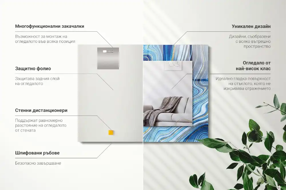 Obdĺžnikové ozdobné zrkadlo Abstraktný modrý vzor