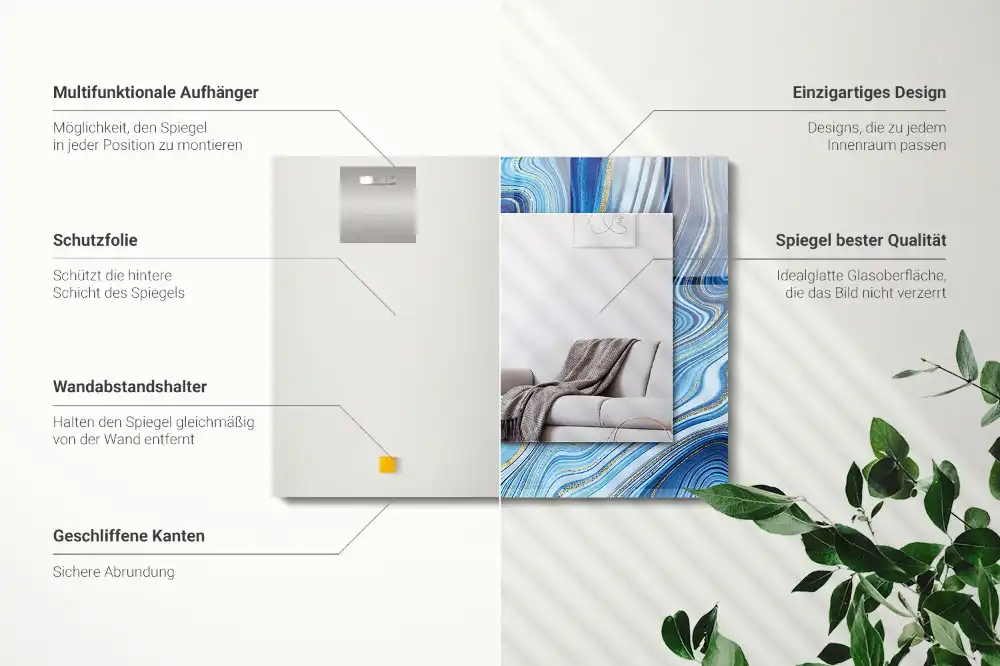 Obdĺžnikové ozdobné zrkadlo Abstraktný modrý vzor