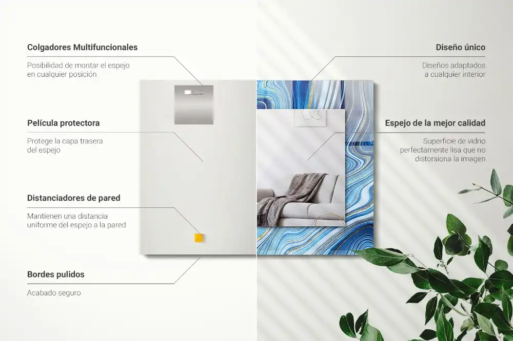 Obdĺžnikové ozdobné zrkadlo Abstraktný modrý vzor