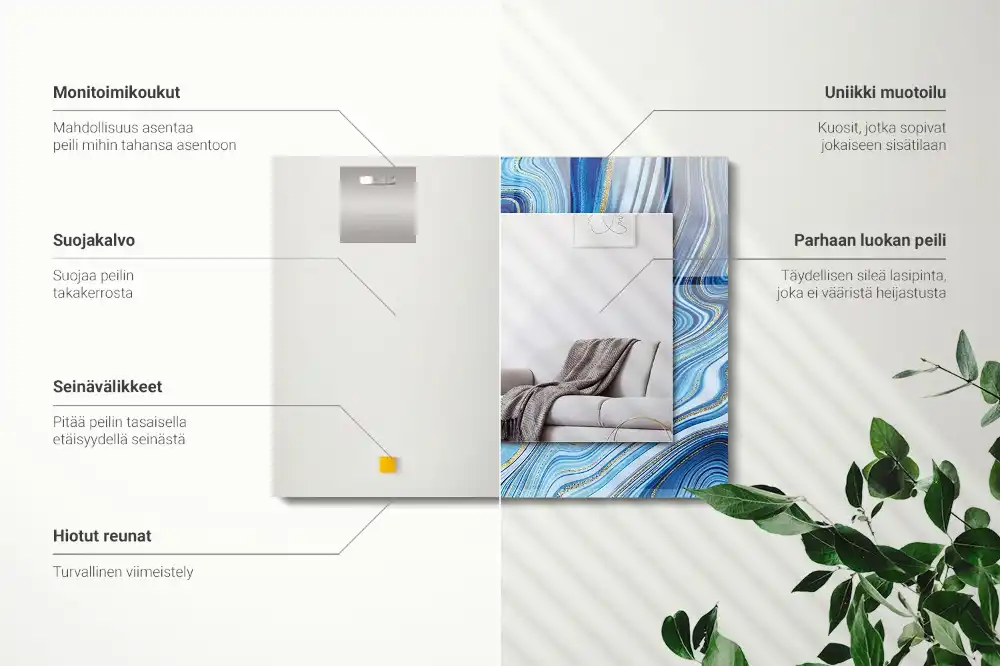 Obdĺžnikové ozdobné zrkadlo Abstraktný modrý vzor