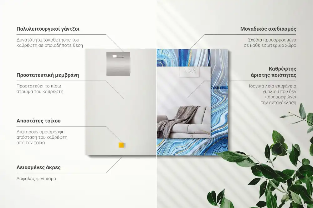 Obdĺžnikové ozdobné zrkadlo Abstraktný modrý vzor