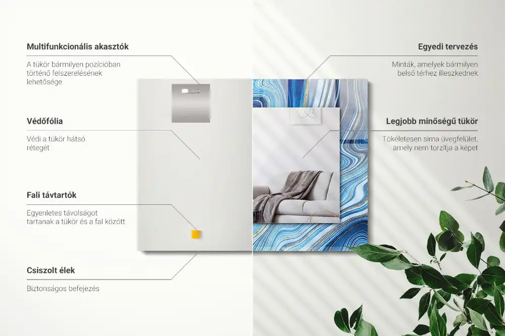 Obdĺžnikové ozdobné zrkadlo Abstraktný modrý vzor