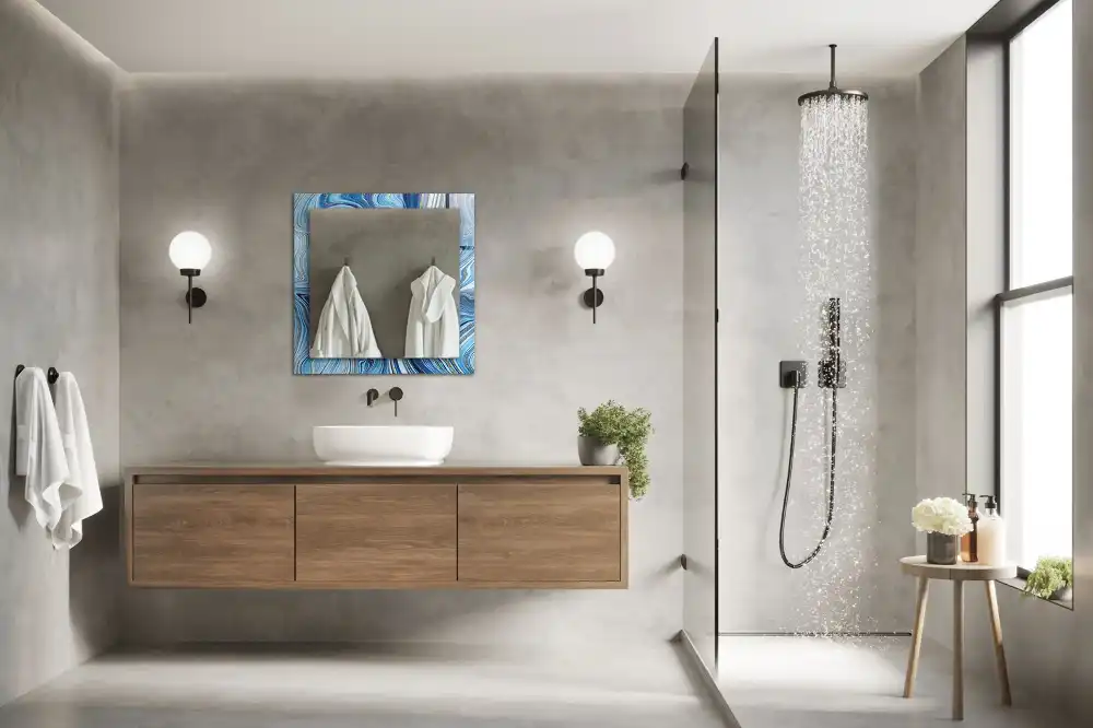 Obdĺžnikové ozdobné zrkadlo Abstraktný modrý vzor