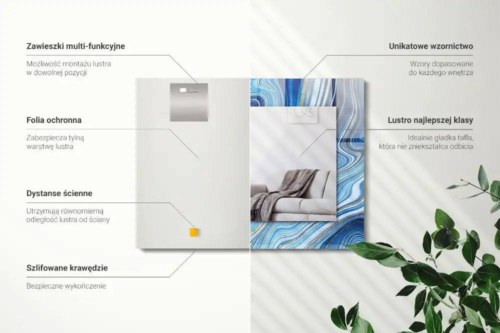 Obdĺžnikové ozdobné zrkadlo Abstraktný modrý vzor