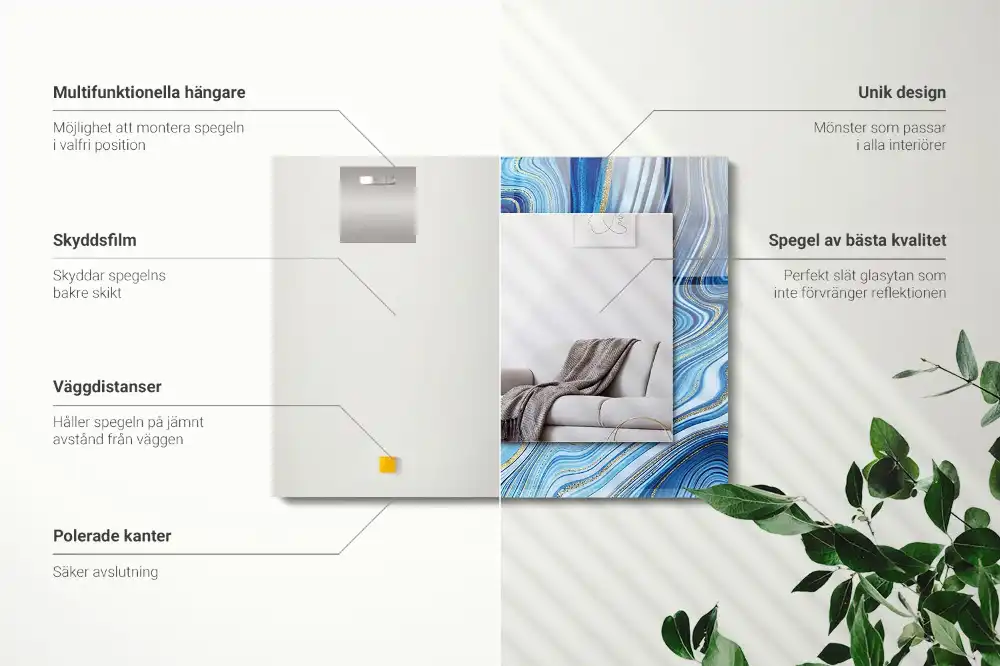 Obdĺžnikové ozdobné zrkadlo Abstraktný modrý vzor