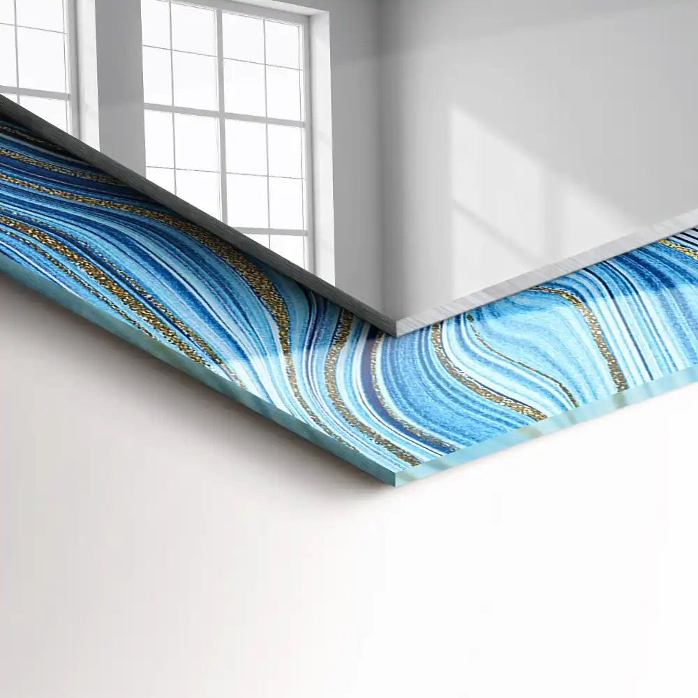 Obdĺžnikové ozdobné zrkadlo Abstraktný modrý vzor