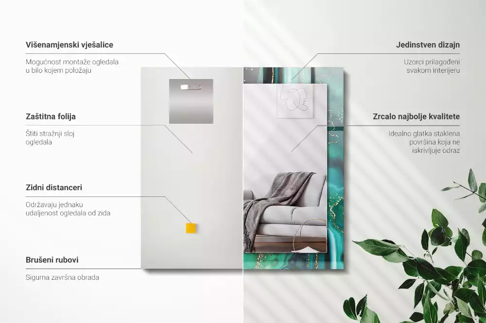 Obdĺžnikové dekoračné zrkadlo Abstraktná zelená textúra