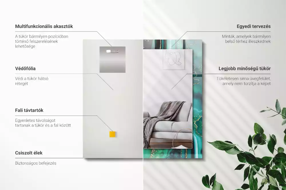 Obdĺžnikové dekoračné zrkadlo Abstraktná zelená textúra