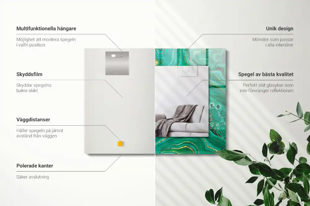 Obdĺžnikové zrkadlo s motívom Abstraktná zelená textúra