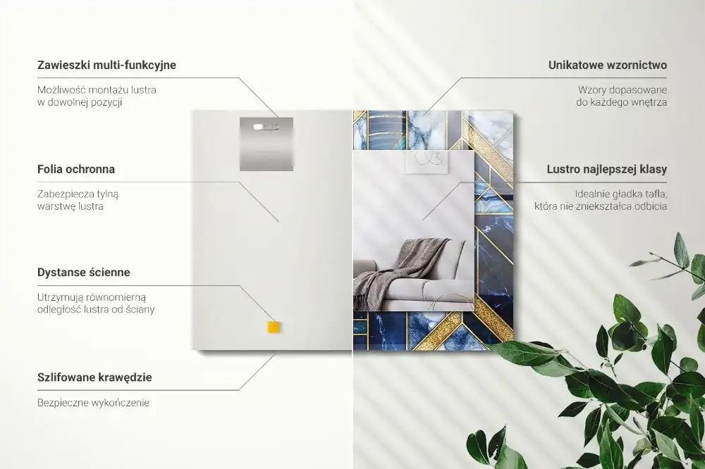 Obdĺžnikové dekoračné zrkadlo Abstraktná geometrická mozaika