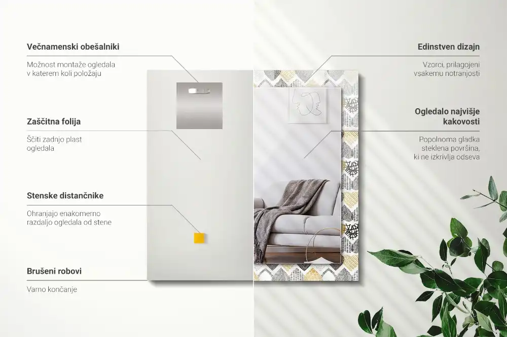 Obdĺžnikové zrkadlo s motívom Farebné srdcia