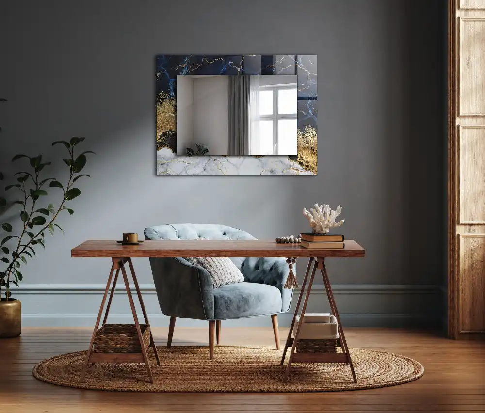 Obdĺžnikové dekoračné zrkadlo Mramorová abstrakcia