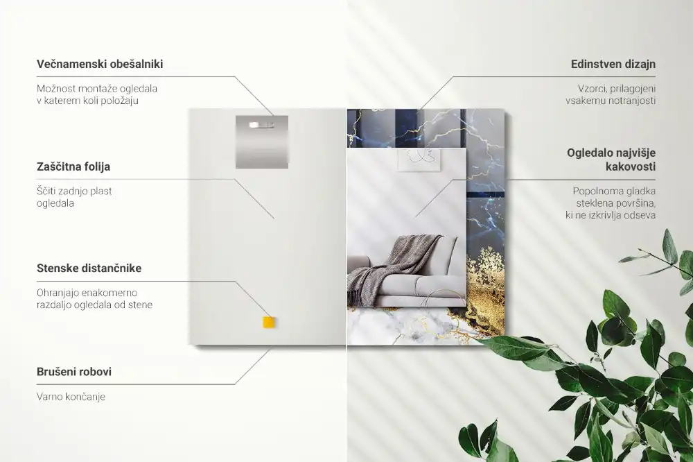 Obdĺžnikové dekoračné zrkadlo Mramorová abstrakcia