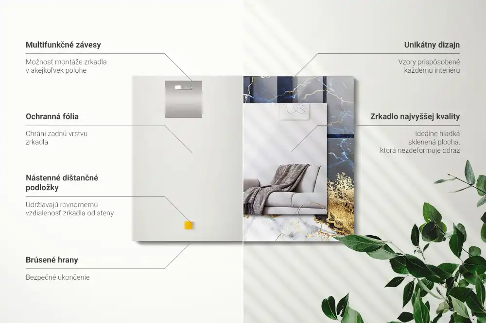 Obdĺžnikové dekoračné zrkadlo Mramorová abstrakcia