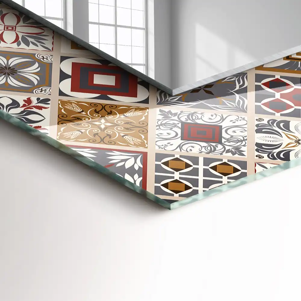 Obdĺžnikové dekoračné zrkadlo Farebné vzory dlaždíc