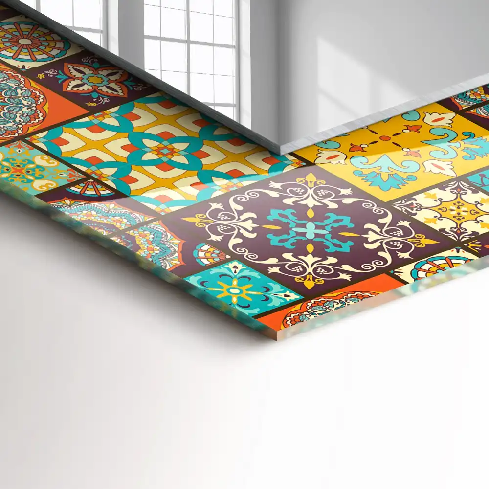 Obdĺžnikové zrkadlo s motívom Farebné mozaikové dlaždice