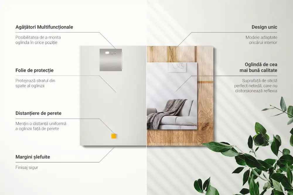 Obdĺžnikové zrkadlo s motívom Drevená textúra