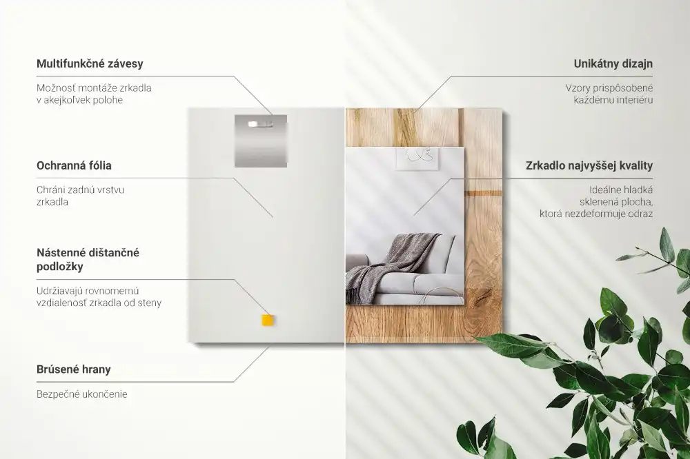 Obdĺžnikové zrkadlo s motívom Drevená textúra