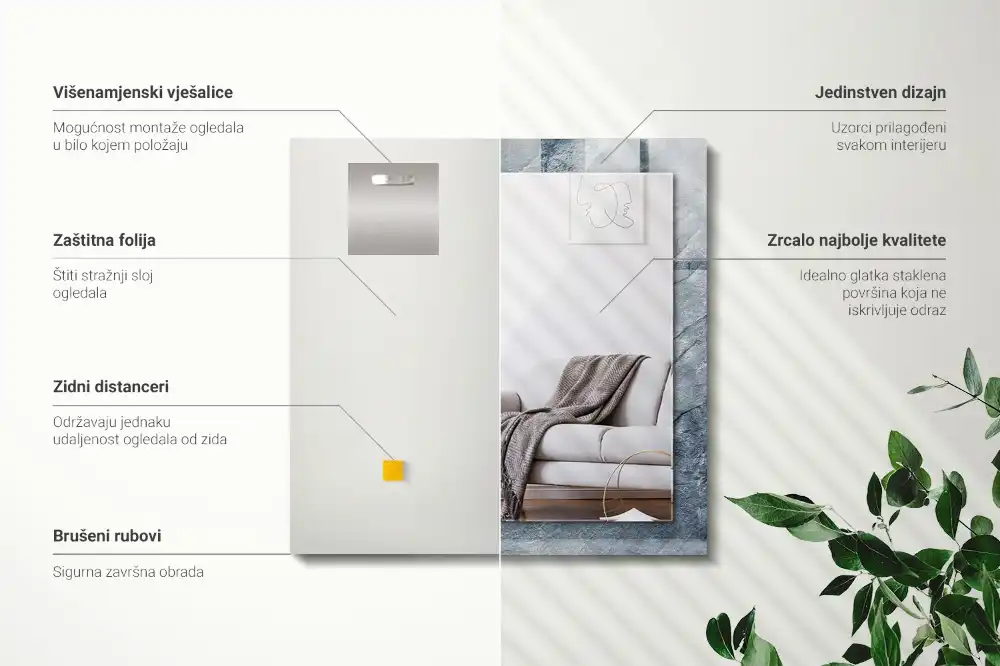 Obdĺžnikové ozdobné zrkadlo Kamenná textúra kameňa