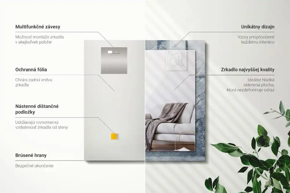 Obdĺžnikové ozdobné zrkadlo Kamenná textúra kameňa