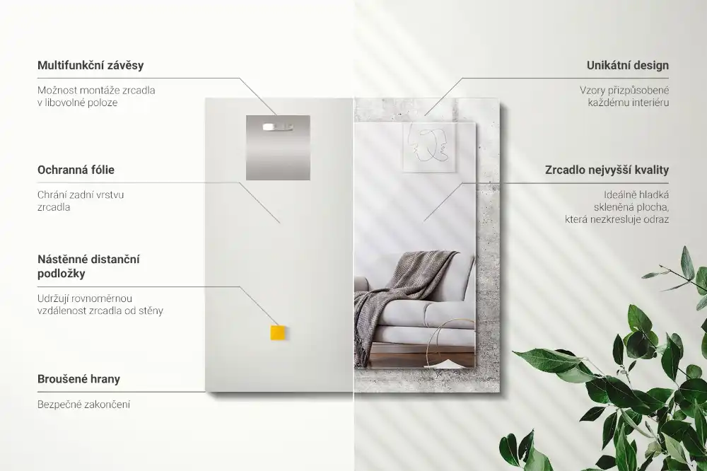 Obdĺžnikové ozdobné zrkadlo Textúra betónovej steny