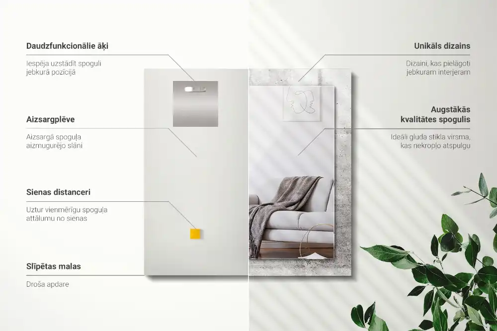 Obdĺžnikové ozdobné zrkadlo Textúra betónovej steny