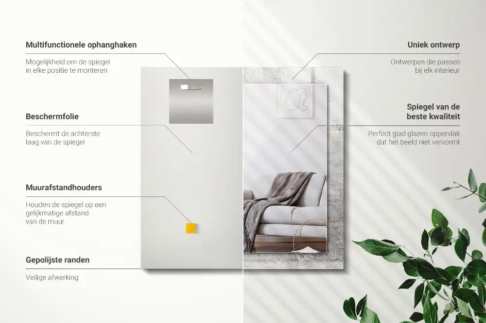 Obdĺžnikové ozdobné zrkadlo Textúra betónovej steny