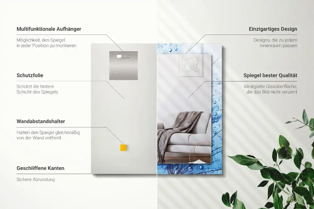 Obdĺžnikové dekoračné zrkadlo Kvapky na púpavy