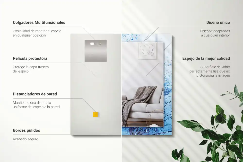 Obdĺžnikové dekoračné zrkadlo Kvapky na púpavy