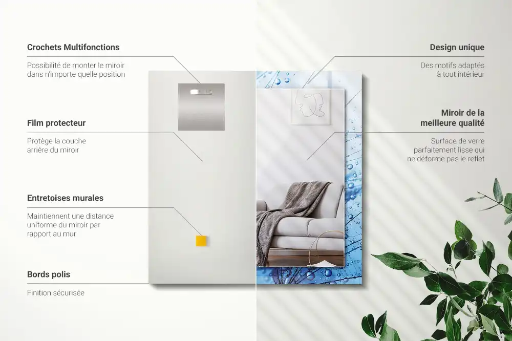 Obdĺžnikové dekoračné zrkadlo Kvapky na púpavy