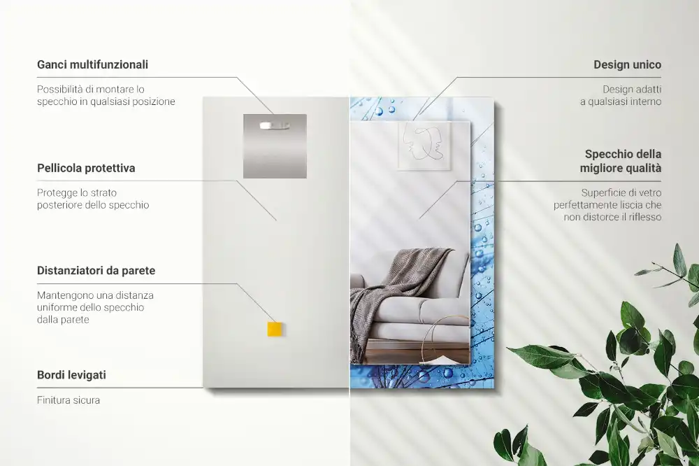 Obdĺžnikové dekoračné zrkadlo Kvapky na púpavy