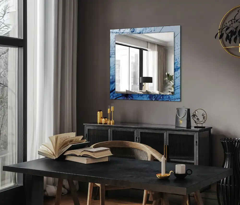 Obdĺžnikové dekoračné zrkadlo Kvapky na púpavy