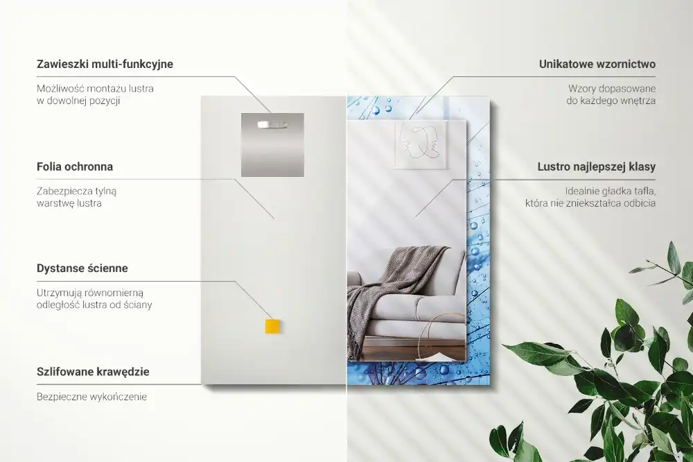 Obdĺžnikové dekoračné zrkadlo Kvapky na púpavy