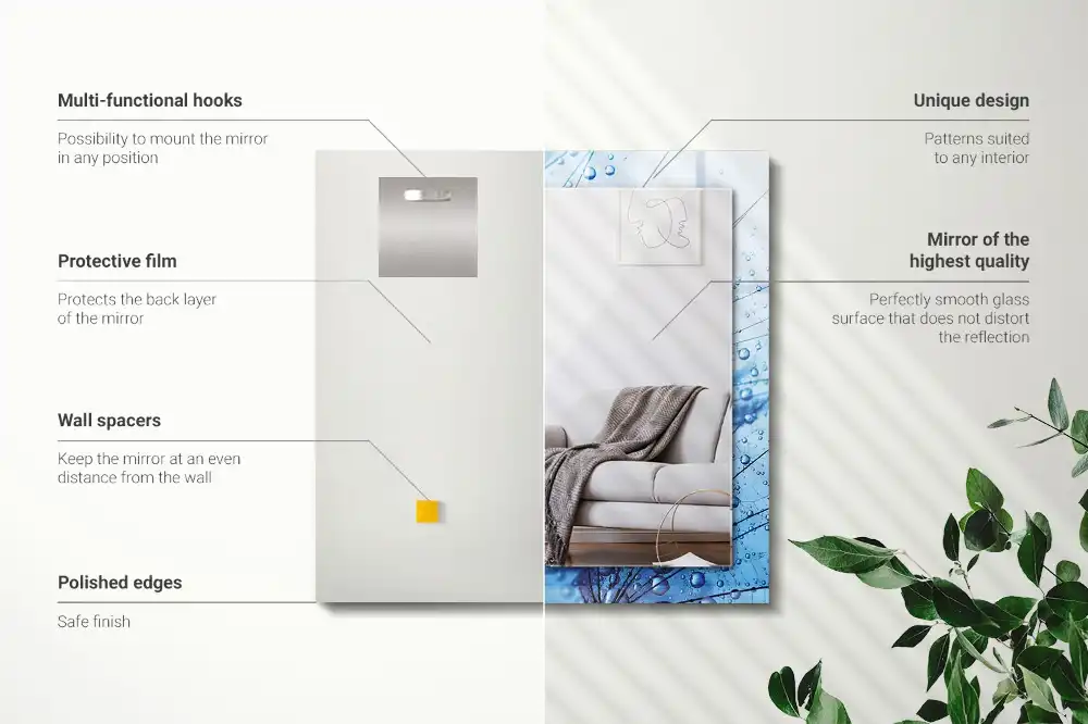 Obdĺžnikové dekoračné zrkadlo Kvapky na púpavy